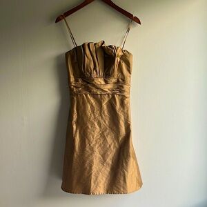 Watters & Watters bronze silk semi formal mini dress